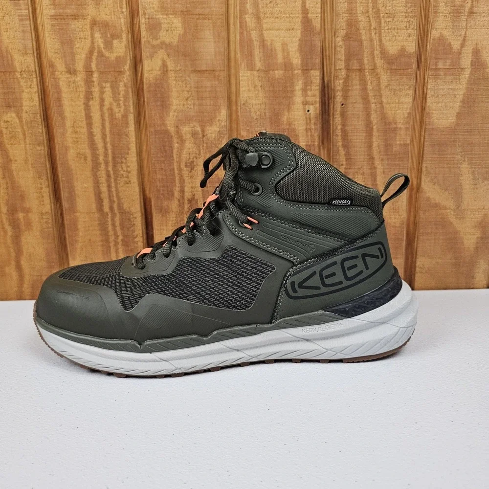 KEEN Utility Synchro Waterproof Work Boot Mens 10.5 EE Carbon-Fiber Toe Green